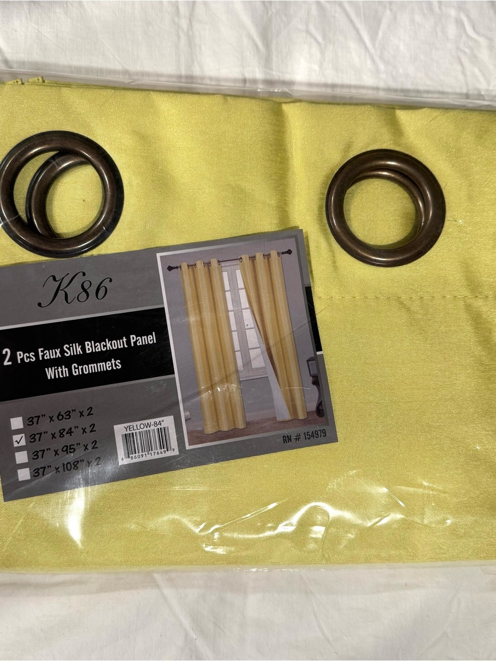 Lemon Yellow Faux Silk Blackout Panel Curtains with Grommets - Set of 2 37x84